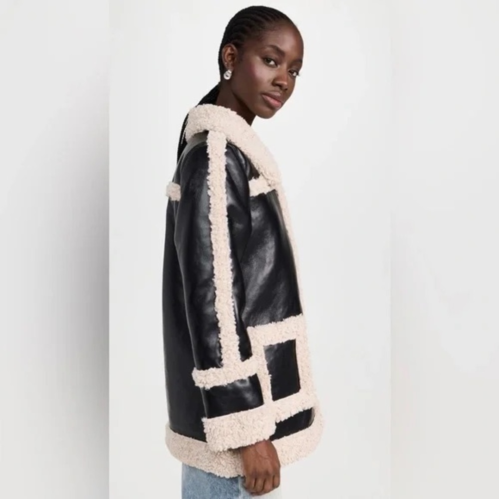 NWT 7 For All Mankind Faux Sherpa Faux Leather Jacket - Picture 3 of 10